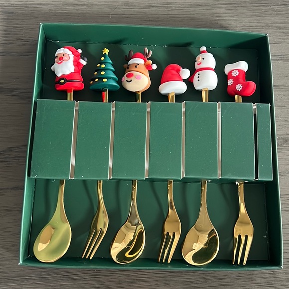 NEW Christmas Gold Coffee Spoons - Decorative Christmas Utensils Stainless Steel - Picture 1 of 2